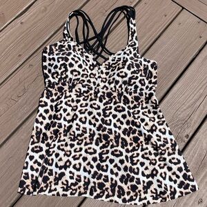 Leopard Print Strappy Women's Swim Top